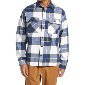 เสื้อเชิ้ตผ้าสักหลาดลายสก็อตสำหรับผู้ชายเสื้อลำลองแขนยาวทำจากโพลีเอสเตอร์ใส่สบายออกแบบได้ตามต้องการ2025 - Product Image 1