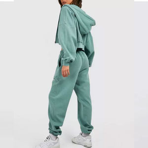 Ensemble de survêtement décontracté pour femmes, taille plus, lavage à l'acide, haut court d'été, pantalon de jogging de rue en gros, ensembles de survêtement - Product Image 3