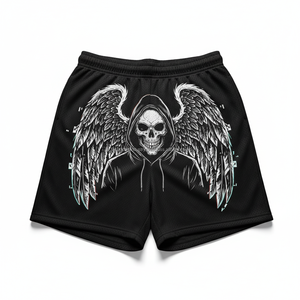 กางเกงขาสั้นลายกราฟิกผู้ชาย ระบายอากาศได้ดี OEM ลายศิลปะสีดำ สไตล์สตรีทแวร์ฤดูร้อน - Product Image 1
