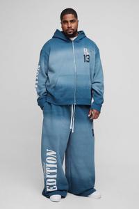 Trendy <b>Oversized</b> Hoodie Sweatpants Jogger Set <b>Cargo</b> <b>Pant</b> Tracksuit Zip Thru Official Spray Wash Hooded & Plus Size Boxy Style - Product Image 3