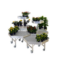 Banc de parc hexagonal antique en bois massif et en fer