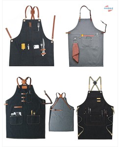 Tabliers de travail personnalisés en toile blanche et bleue pour chef cuisinier barman cadeaux de mariage BBQ Restaurant & Bar uniformes - Product Image 2