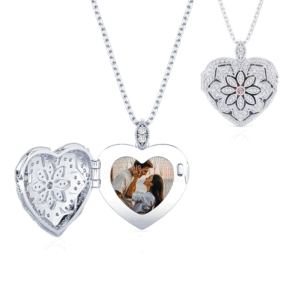 Jeulia Custom Birthstone Hollow Heart Photo <b>Locket</b> Necklace in Gold Plated Stainless Steel - Product Image 1