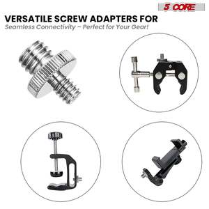 5 Core 3/8 to 1/4 Adapter 5Pcs <b>Camera</b> Mount Durable Tripod Screw Adapter for DSLR Monopod Microphone - Product Image 3