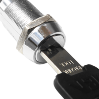 Serrure à clé plate pour distributeurs automatiques et appareils de jeu, efficace, taille 19 mm, 2 clés, finition chromée, alliage de zinc, ABA ANSI Grade 2