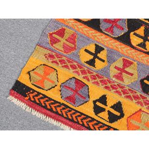 Petit tapis vintage 2,1x3,5 pieds, tapis turc en laine rayé rouge - Product Image 5