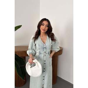 Vestido vaquero con mangas abullonadas Snow Wash - Lavado Snow Wash - Product Image 3