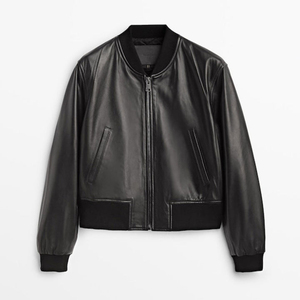 Veste en cuir 100% de haute qualité pour femmes manteau d'extérieur respirant décontracté veste en cuir Streetwear femme veste universitaire - Product Image 1