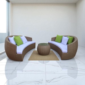 Ensemble de meubles de patio extérieur en PRSF-003 de rotin poly sièges en osier en forme de grande lune pour terrasse de jardin pour salon Villa atelier - Product Image 2
