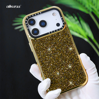 Coque Arrière de Luxe Fantaisie Aikusu en Cristal Doré pour Téléphone Mobile, Grossiste pour iPhone 17 16 15 14 Pro Max