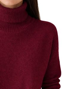Customized <b>Women</b> Maroon Turtleneck Sweater Wool Acrylic Knit Pullover Long Sleeve Winter <b>Warm</b> Custom Manufacturer OEM Supply - Product Image 2