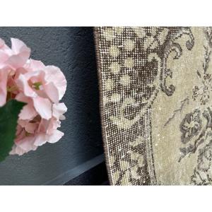 Turkish Vintage Runner Rug 2.2x9.3 ft, <b>Brown</b> <b>Wool</b> Rug - Product Image 3