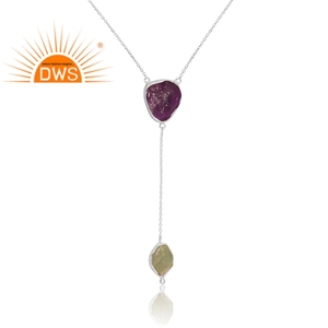 Conjunto de gemas de amatista Natural y fluorita de alta calidad, collar de cadena elegante de Plata de Ley 925 fina, fabricante de joyería - Product Image 2