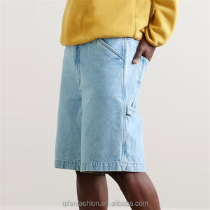 Short de survêtement décontracté en denim de couleur unie pour hommes vente en gros de short en coton de haute qualité à taille élastique et à cordon de serrage - Product Image 5