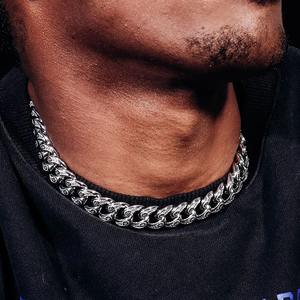 Cadena Cubana de Oro de 14k Personalizada de Joyería Fina, Cadena Cubana de Plata de Ley 925 Ancha de 10 mm, Cadena de Moissanita - Product Image 1