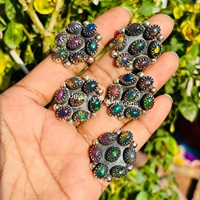 Lot de bagues en laiton plaqué argent 925 avec opale éthiopienne originale foncée antique, bijoux de mode étanches en pierres précieuses, vente en gros