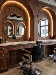 DECORS ALL - Juego de Muebles de Salón de Madera Contemporáneos, Espejos Arqueados, Múltiples Espacios de Almacenamiento para Barbería, Salón de Belleza, Comercial - Product Image 3