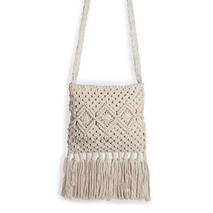 Bolsos de tirantes ecológicos hechos a mano para mujer Cordón de algodón natural tejido en carteles de boda de la India - Product Image 2