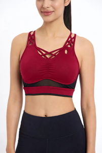 Wholesale Front Yoga <b>Bras</b> Women Medium Support Crisscross Straps Eco-Friendly Seamless Spandex/Nylon Sports <b>Bras</b> Fitness - Product Image 1