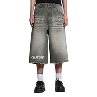 Shorts en jean baggy tissés personnalisés pour l'été, style streetwear, coupe droite, unisexe, ajustement ample, logo personnalisé, haute qualité, 100% coton, vente en gros