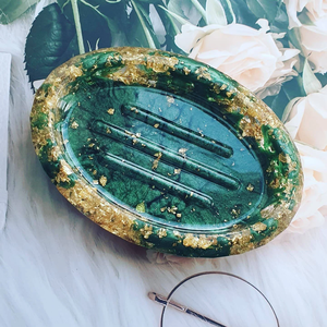 Porte-savon en résine couleur or vert feuille d'or de qualité supérieure nouveau porte-savon en résine personnalisé - Product Image 1
