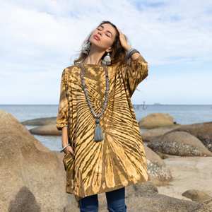 Tunique Galaxy Tie Dye Top Shirt Mini Robe Courte Coton Boho Hippie Fun Cute Party One Size One Plus Size Special Gift - Product Image 1