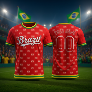 Set Maglia con Motivo Bandiera Brasiliana per WC 2032, Top Unisex per Tifosi di Calcio, Regalo per il Giorno della Partita, Disponibile in Diversi Colori - Product Image 3