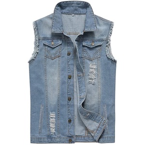Premium nuevo diseño de alta calidad Oem hombres Slim Denim chaleco chaqueta sin mangas Jean chaleco Casual hombres chaleco, 5 dimensiones bolsillo - Product Image 1