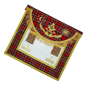 Past Master Craft Scottish Regulation Apron - <b>Stripped</b> Red Masonic Apron - Product Image 3