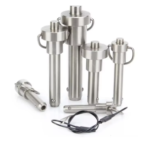 Anneau de verrouillage à bouton-poussoir en acier inoxydable, à dégagement rapide, avec goupille de verrouillage à bille et anneau de traction - Product Image 1