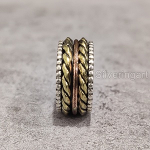 Anneau de méditation perlé Spinner Band 925 Sterling Silver Women's Thumb Ring Yoga Handmade Jewelry Party Anxiety Mens Spinner Ring - Product Image 2