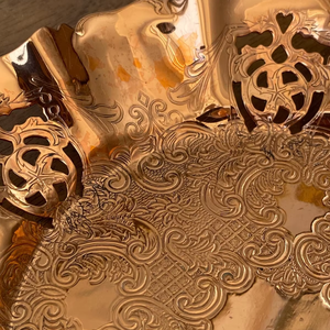 engraved copper coaster floral embossed copper saucer hammered finish copper plate artisan handcrafted tea coaster - Product Image 4