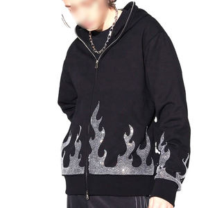 Sudadera con Capucha Unisex de Forro Polar Ecológico con Logotipo Gótico Bordado con Pedrería, 100% Algodón, Estilo Urbano - Product Image 1