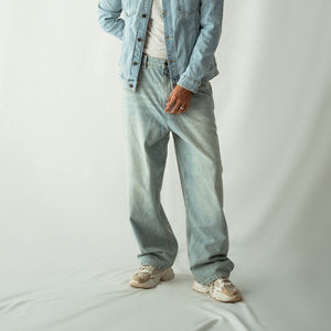 Pantalon en denim avec broderie personnalisée Logo Streetwear Jean pantalon vintage ample poche droite Baggy Jeans hommes jambe large - Product Image 4