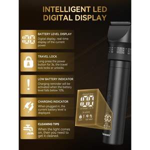 Tondeuse à barbe professionnelle pour hommes avec longueur réglable, double lame, tondeuse pour poils du corps, du nez, de la tête, du visage et de la moustache - Product Image 6