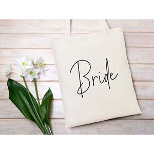 Sacs écologiques en coton biologique avec logo personnalisé pour la mariée, sacs recyclables pour cadeaux de demoiselles d'honneur et de la fête nuptiale - Product Image 2