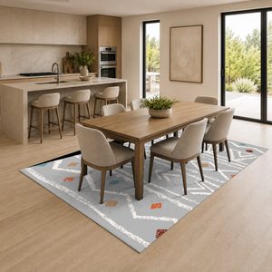 Tapis de salon en chenille gris argenté moderne vintage imprimé numériquement, lavable en machine, antidérapant - RUGS DEPOT LXDP-0621 (vente en gros) - Product Image 4