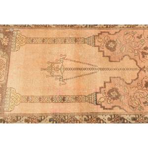 Alfombra tradicional de lana marrón beige 3,1X5,7 pies diseño de retales turcos para entrada sala de estar dormitorio con respaldo de látex - Product Image 5
