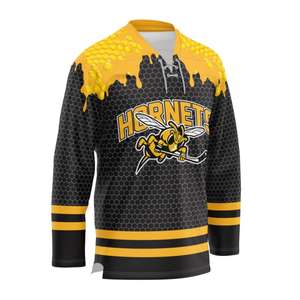 Jersey de Hockey sobre Hielo Bordado de Alta Calidad Personalizado de Fábrica, Malla de Poliéster con Impresión por Sublimación, Logotipo Personalizado, Nombre del Equipo - Product Image 4