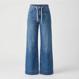 Custom <b>Women</b> Mid Waist Trendy Breathable Denim Regular Fit Straight Style <b>Jeans</b> Available Low Price Premium Fashion Trousers - Product Image 1