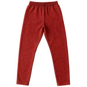 Pantalones de chándal unisex con lavado ácido rojo, ropa de calle, joggers con cintura elástica, pantalones de salón informales de lana pesada Premium - Product Image 4