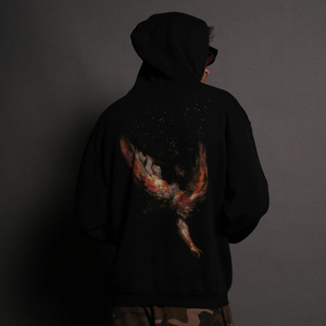 เสื้อฮู้ดสีดำสำหรับผู้ชายชุดกีฬาแนวสตรีทผลิตจากผู้ผลิต OEM/ODM - Product Image 4