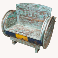 Canapé unique en forme de fût à huile, fournisseur de meubles primitifs en Inde, reproduction antique et meubles de salon en bois recyclé