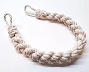 Attache de rideau en corde de coton blanche : Décoration nautique tressée - Product Image 1