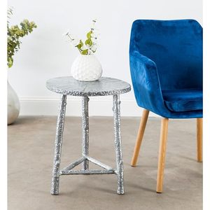 Table d'appoint et d'appoint en fonte d'aluminium Table d'appoint occasionnelle Finition étain avec patine DE MZ INTERNATIONAL - Product Image 1