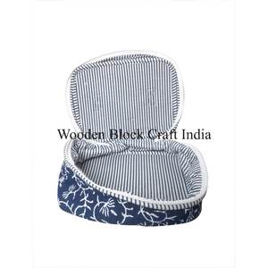 Set de Cosméticos Acolchado de Algodón Estampado a Mano con Cierre de Cremallera, Bolsa de Tela de Algodón con Estampado Floral para Mujer - Product Image 6