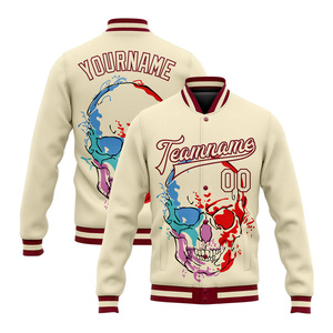 Chaqueta de lana con diseño de calavera para hombre al por mayor, chaqueta universitaria de alta calidad Bomber College Chicago - Product Image 5