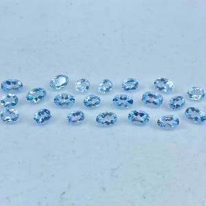 พลอยประจำเดือนมีนาคม อะความารีนธรรมชาติ 100% สีฟ้าสดใส ได้รับการรับรอง คุณภาพเชิงพาณิชย์ รูปทรงวงรีเหลี่ยมเพชรพลอย ขนาด 5x7 มม. น้ำหนัก 0.4-1 กรัม - Product Image 2