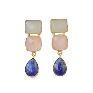 Boucles d'oreilles clous en laiton avec perles, vente en gros, bijoux en pierres précieuses authentiques, plaqué or poli, hypoallergénique, port sûr, vente en gros - Product Image 1