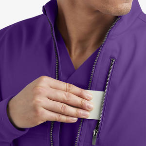 Vêtements de travail fermeture éclair Softshell infirmière vêtements médicaux hommes à manches longues blanc gommages médicaux veste zippée - Product Image 6